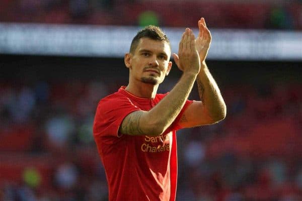 LONDON, ENGLAND - Saturday, August 6, 2016: Liverpool's Dejan Lovren after the 4-0 victory over Barcelona during the International Champions Cup match at Wembley Stadium. (Pic by Xiaoxuan Lin/Propaganda)