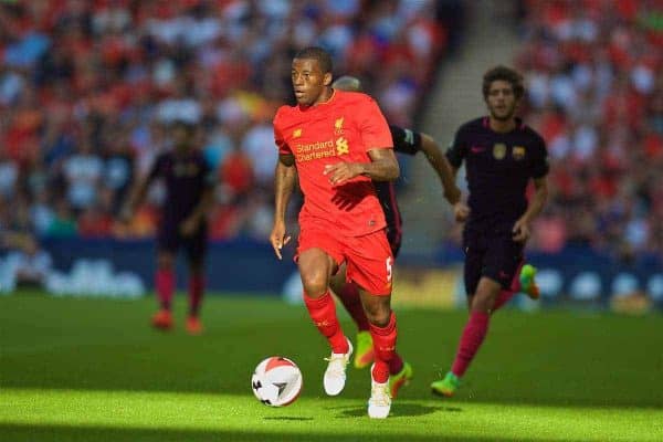 LONDON, ENGLAND - Saturday, August 6, 2016: Liverpool's xxxx in action against Barcelona during the International Champions Cup match at Wembley Stadium. (Pic by David Rawcliffe/Propaganda)