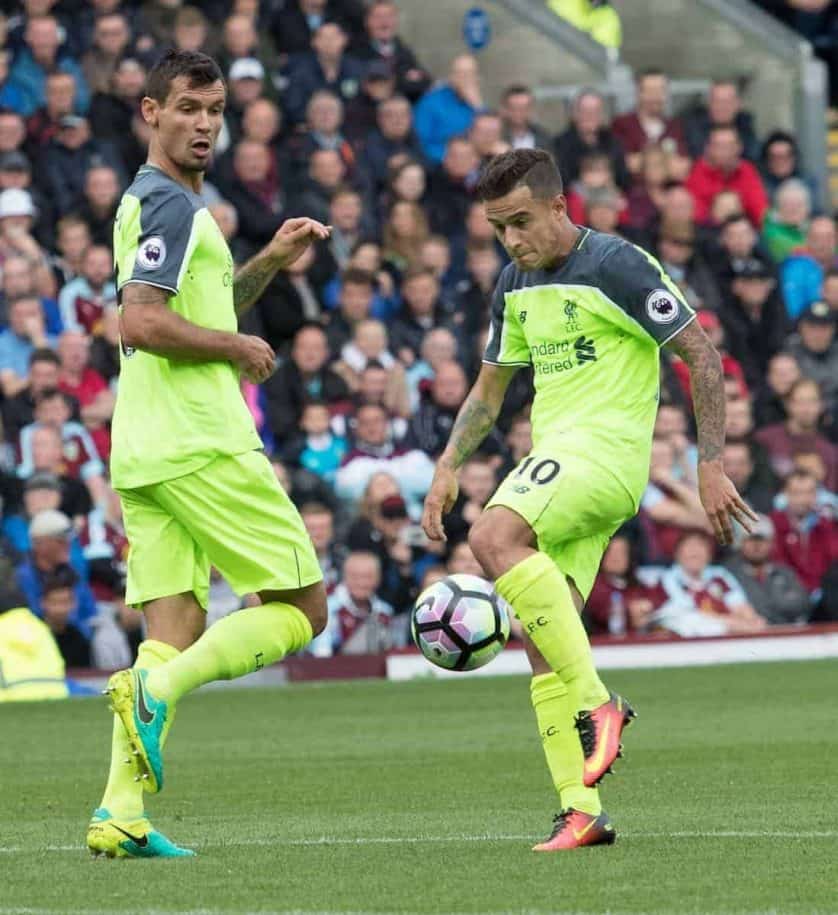 BURNLEY, ENGLAND - Saturday, August 20, 2016: Liverpool's Philippe Coutinho in action against Burnley during the FA Premier League match at Turf Moore. (Pic by Gavin Trafford/Propaganda)