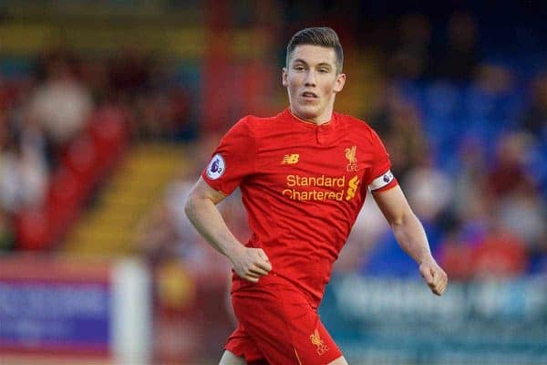 ALDERSHOT, ENGLAND - Monday, August 22, 2016: Liverpool's captain Harry Wilson in action against Chelsea during the FA Premier League 2 Under-23 match at the Recreation Ground. (Pic by David Rawcliffe/Propaganda)