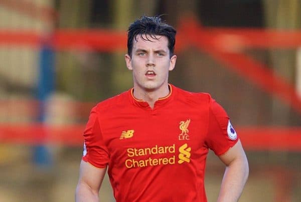 ALDERSHOT, ENGLAND - Monday, August 22, 2016: Liverpool's Jordan Williams in action against Chelsea during the FA Premier League 2 Under-23 match at the Recreation Ground. (Pic by David Rawcliffe/Propaganda)