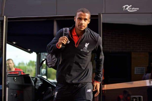 BURTON-UPON-TRENT, ENGLAND - Tuesday, August 23, 2016: Liverpool's Joel Matip arrives ahead of the Football League Cup 2nd Round match against Burton Albion at the Pirelli Stadium. (Pic by David Rawcliffe/Propaganda)