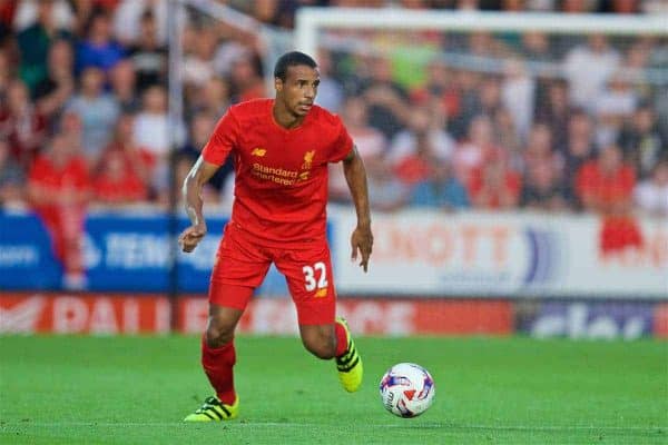 BURTON-UPON-TRENT, ENGLAND - Tuesday, August 23, 2016: Liverpool's Joel Matip in action against Burton Albion during the Football League Cup 2nd Round match at the Pirelli Stadium. (Pic by David Rawcliffe/Propaganda)