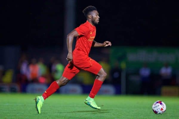 BURTON-UPON-TRENT, ENGLAND - Tuesday, August 23, 2016: Liverpool's Daniel Sturridge in action against Burton Albion during the Football League Cup 2nd Round match at the Pirelli Stadium. (Pic by David Rawcliffe/Propaganda)