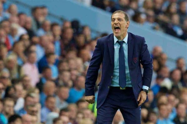 LONDON, ENGLAND - Sunday, August 28, 2016: West Ham United's manager Slaven Bilic during the FA Premier League match against Manchester City at the City of Manchester Stadium Lane. (Pic by David Rawcliffe/Propaganda)