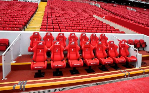 LIVERPOOL, ENGLAND - Friday, September 9, 2016: A view of the new Main Stand dugouts during the Liverpool FC Main Stand opening event at Anfield. (Pic by David Rawcliffe/Propaganda)