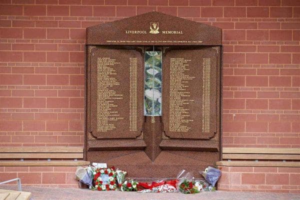 LIVERPOOL, ENGLAND - Friday, September 9, 2016: The eternal flame Hillsborough memorial to the 96 victims of the Hillsborough Stadium Disaster during the Liverpool FC Main Stand opening event at Anfield. (Pic by David Rawcliffe/Propaganda)