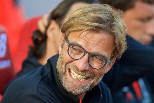 LIVERPOOL, ENGLAND - Saturday, September 10, 2016: Liverpool's manager J¸rgen Klopp before the FA Premier League match against Leicester City at Anfield. (Pic by David Rawcliffe/Propaganda)