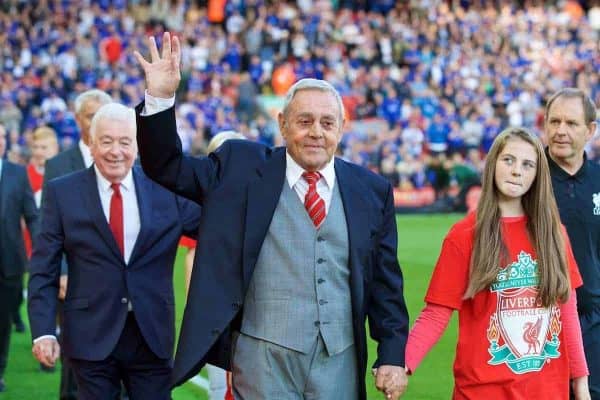 LIVERPOOL, ENGLAND - Saturday, September 10, 2016: Former Liverpool player Ian St. John before the FA Premier League match against Leicester City at Anfield. (Pic by David Rawcliffe/Propaganda)