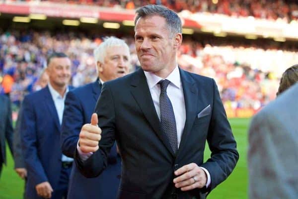 LIVERPOOL, ENGLAND - Saturday, September 10, 2016: Former Liverpool player Jamie Carragher before the FA Premier League match against Leicester City at Anfield. (Pic by David Rawcliffe/Propaganda)