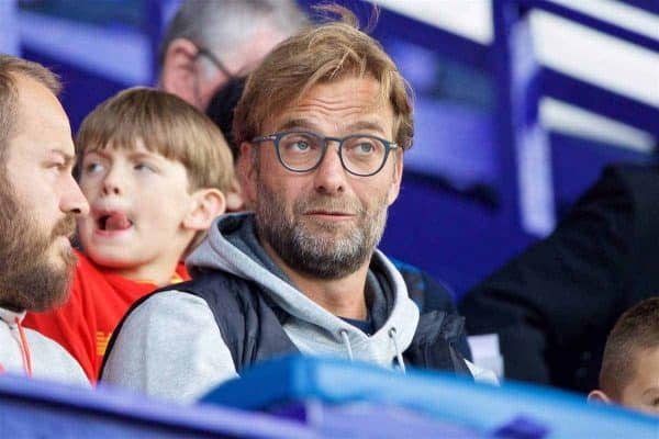 BIRKENHEAD, ENGLAND - Sunday, September 11, 2016: Liverpool's manager Jürgen Klopp watches his U23 side take on Leicester City during the FA Premier League 2 Under-23 match at Prenton Park. (Pic by David Rawcliffe/Propaganda)