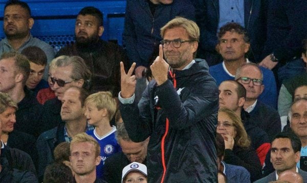 LONDON, ENGLAND - Friday, September 16, 2016: Liverpool's manager Jürgen Klopp during the FA Premier League match against Chelsea at Stamford Bridge. (Pic by Xiaoxuan Lin/Propaganda)