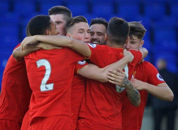 BIRKENHEAD, ENGLAND - Sunday, September 25, 2016: Liverpool's Danny Ings celebrates scoring the first goal against Sunderland during the FA Premier League 2 Under-23 match at Prenton Park. (Pic by David Rawcliffe/Propaganda)