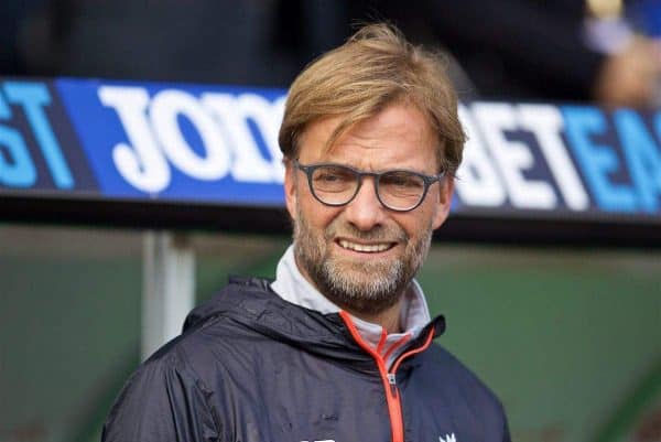 LIVERPOOL, ENGLAND - Saturday, October 1, 2016: Liverpool's manager Jürgen Klopp before the FA Premier League match against Swansea City at the Liberty Stadium. (Pic by David Rawcliffe/Propaganda)