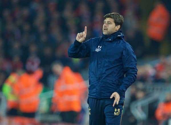 LIVERPOOL, ENGLAND - Tuesday, October 25, 2016: Tottenham Hotspur's manager Mauricio Pochettino during the Football League Cup 4th Round match against Liverpool at Anfield. (Pic by David Rawcliffe/Propaganda)