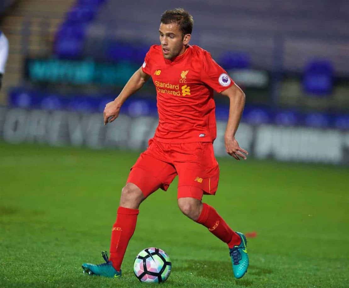 BIRKENHEAD, ENGLAND - Wednesday, November 2, 2016: Liverpool's Juanma in action against FC Porto during the Premier League International Cup match at Prenton Park. (Pic by David Rawcliffe/Propaganda)
