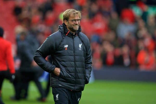 LIVERPOOL, ENGLAND - Sunday, November 6, 2016: Liverpool's manager Jürgen Klopp before the FA Premier League match against Watford at Anfield. (Pic by David Rawcliffe/Propaganda)