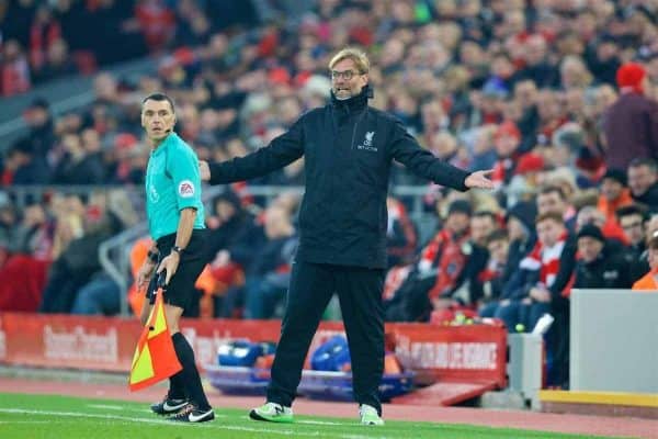 LIVERPOOL, ENGLAND - Saturday, November 26, 2016: Liverpool's manager Jürgen Klopp during the FA Premier League match against at Anfield. (Pic by David Rawcliffe/Propaganda)