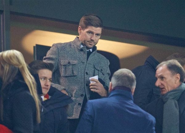 LIVERPOOL, ENGLAND - Tuesday, November 29, 2016: Former Liverpool player Steven Gerrard during the Football League Cup Quarter-Final match between Liverpool and Leeds United at Anfield. (Pic by David Rawcliffe/Propaganda)