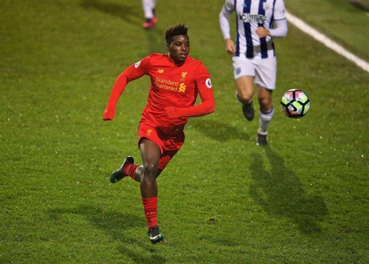 BIRKENHEAD, ENGLAND - Tuesday, December 6, 2016: Liverpool's Sheyi Ojo the FA Premier League Cup match at Prenton Park. (Pic by David Rawcliffe/Propaganda)