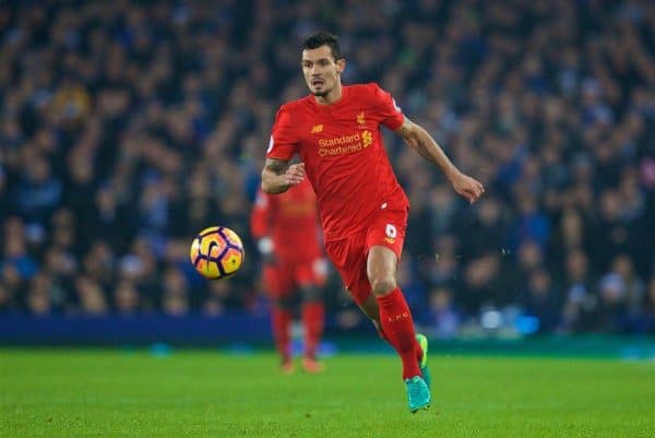 LIVERPOOL, ENGLAND - Monday, December 19, 2016: Liverpool's Dejan Lovren in action against Everton during the FA Premier League match, the 227th Merseyside Derby, at Goodison Park. (Pic by David Rawcliffe/Propaganda)