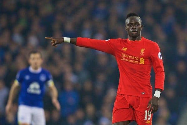 LIVERPOOL, ENGLAND - Monday, December 19, 2016: Liverpool's Sadio Mane in action against Everton during the FA Premier League match, the 227th Merseyside Derby, at Goodison Park. (Pic by David Rawcliffe/Propaganda)