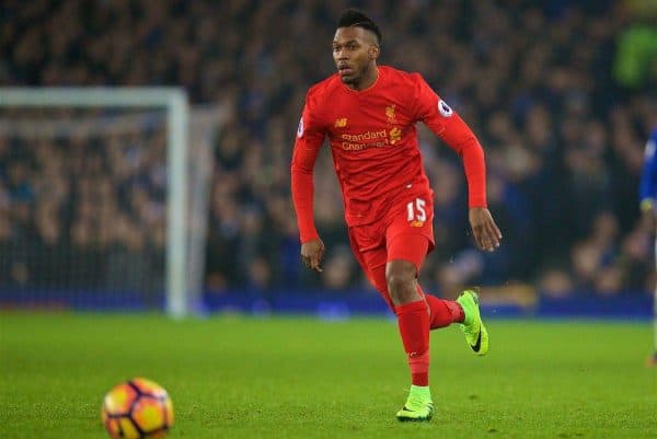 LIVERPOOL, ENGLAND - Monday, December 19, 2016: Liverpool's Daniel Sturridge in action against Everton during the FA Premier League match, the 227th Merseyside Derby, at Goodison Park. (Pic by David Rawcliffe/Propaganda)
