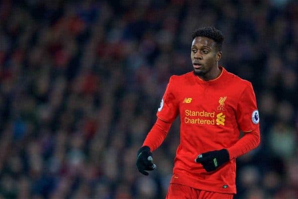 LIVERPOOL, ENGLAND - Tuesday, December 27, 2016: Liverpool's Divock Origi in action against Stoke City during the FA Premier League match at Anfield. (Pic by David Rawcliffe/Propaganda)