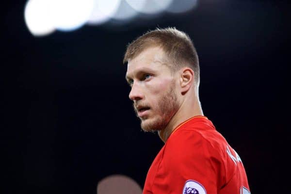 LIVERPOOL, ENGLAND - Saturday, December 31, 2016: Liverpool's Ragnar Klavan in action against Manchester City during the FA Premier League match at Anfield. (Pic by David Rawcliffe/Propaganda)