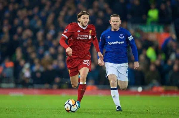 LIVERPOOL, ENGLAND - Friday, January 5, 2018: Liverpool's Adam Lallana during the FA Cup 3rd Round match between Liverpool FC and Everton FC, the 230th Merseyside Derby, at Anfield. (Pic by David Rawcliffe/Propaganda)