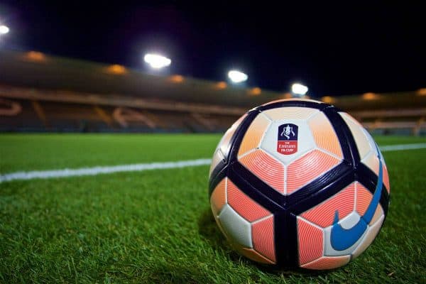 PLYMOUTH, ENGLAND - Wednesday, January 18, 2017: The official match ball on the pitch at Home Park before the FA Cup 3rd Round Replay match between Plymouth Argyle and Liverpool. (Pic by David Rawcliffe/Propaganda)