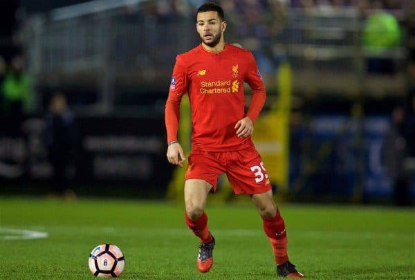 PLYMOUTH, ENGLAND - Wednesday, January 18, 2017: Liverpool's Kevin Stewart in action against Plymouth Argyle during the FA Cup 3rd Round Replay match at Home Park. (Pic by David Rawcliffe/Propaganda)