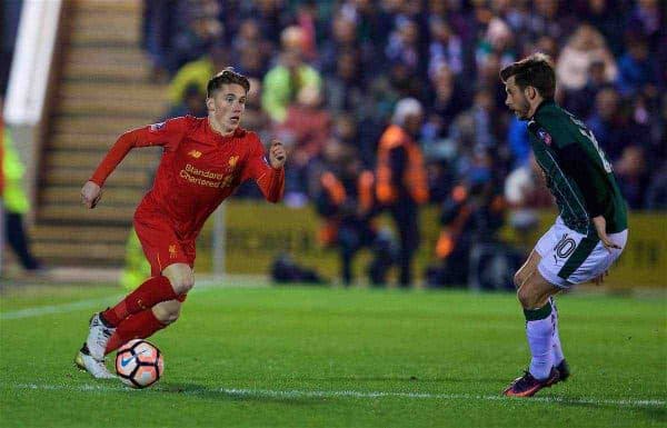 PLYMOUTH, ENGLAND - Wednesday, January 18, 2017: Liverpool's Harry Wilson in action against Plymouth Argyle during the FA Cup 3rd Round Replay match at Home Park. (Pic by David Rawcliffe/Propaganda)