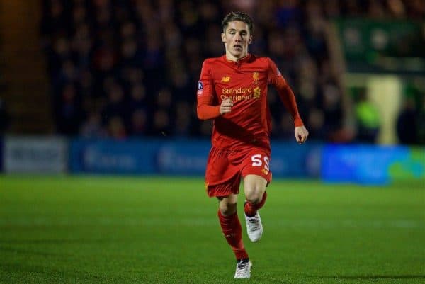 PLYMOUTH, ENGLAND - Wednesday, January 18, 2017: Liverpool's Harry Wilson in action against Plymouth Argyle during the FA Cup 3rd Round Replay match at Home Park. (Pic by David Rawcliffe/Propaganda)