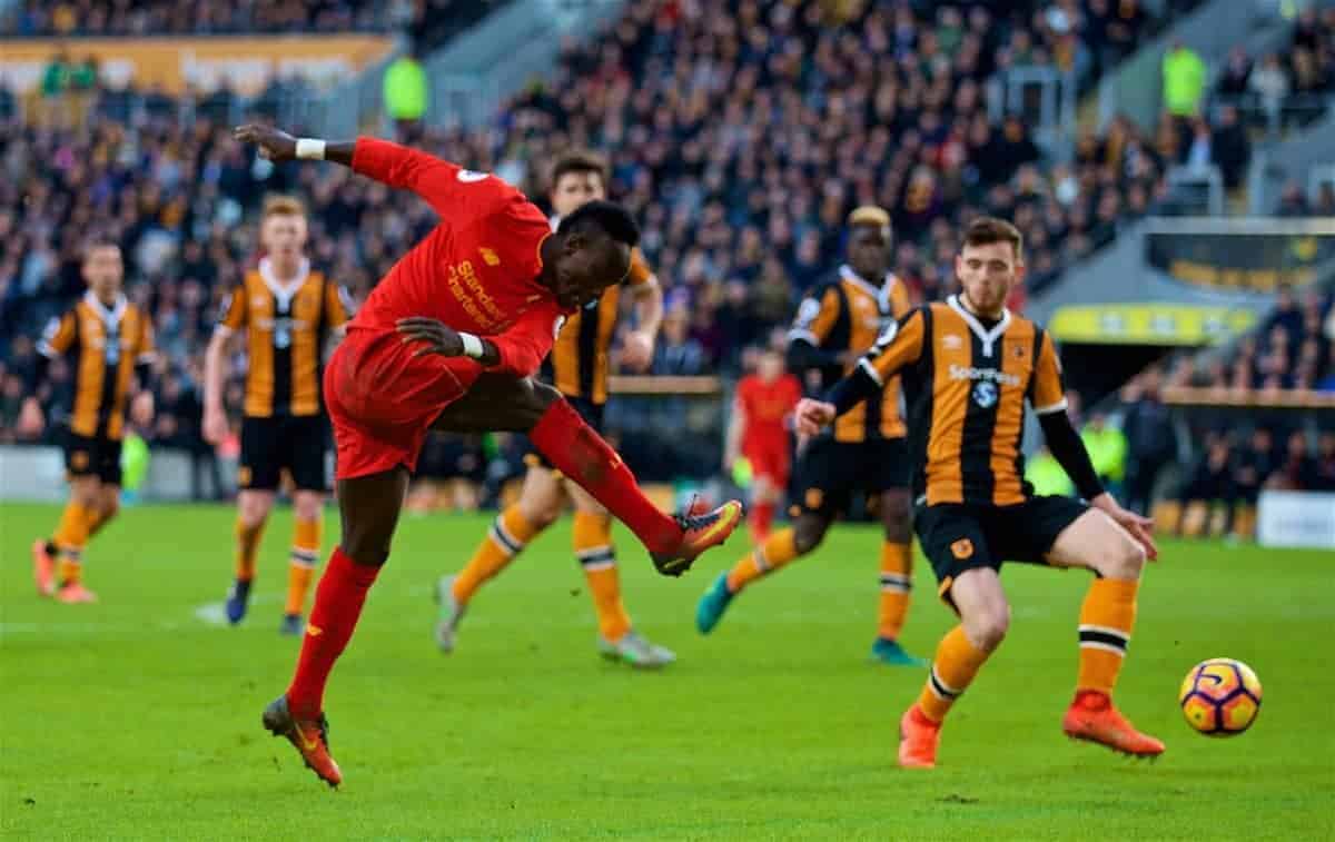 KINGSTON-UPON-HULL, ENGLAND - Saturday, February 4, 2017: Liverpool's Sadio Mane in action against Hull City during the FA Premier League match at the KCOM Stadium. (Pic by David Rawcliffe/Propaganda)