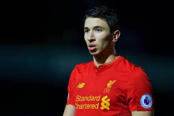 HIGH WYCOMBE, ENGLAND - Monday, March 6, 2017: Liverpool's Marko Grujic in action against Reading during FA Premier League 2 Division 1 Under-23 match at Adams Park Stadium. (Pic by David Rawcliffe/Propaganda)