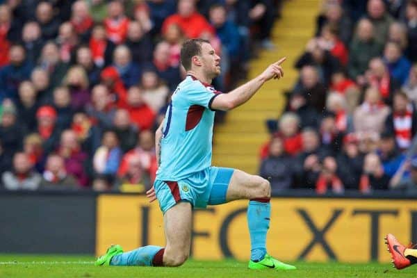 LIVERPOOL, ENGLAND - Sunday, March 12, 2017: Liverpool's xxxx in action against Burnley during the FA Premier League match at Anfield. (Pic by David Rawcliffe/Propaganda)