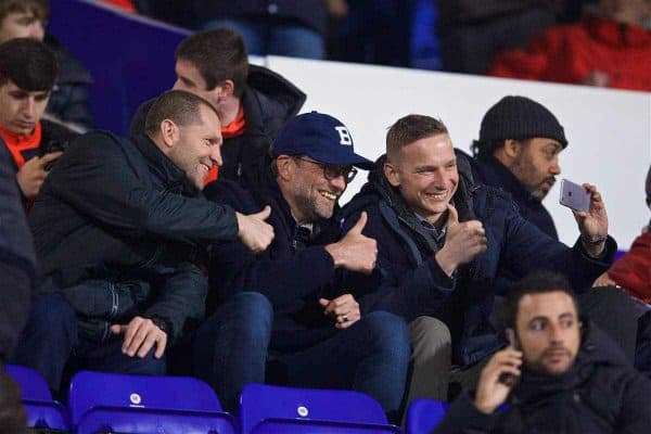 BIRKENHEAD, ENGLAND - Monday, March 13, 2017: Liverpool coach Pepijn Lijnders takes a selfie with manager Jürgen Klopp and goalkeeping coach John Achterberg during the Under-23 FA Premier League 2 Division 1 match against Chelsea at Prenton Park. (Pic by David Rawcliffe/Propaganda)