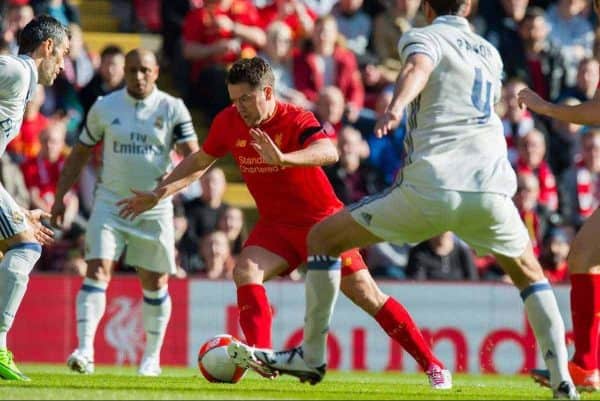 LIVERPOOL, ENGLAND - Saturday, March 25, 2017: Liverpool’s Michael Owen in action against Real Madrid during a Legends friendly match at Anfield. (Pic by Peter Powell/Propaganda)