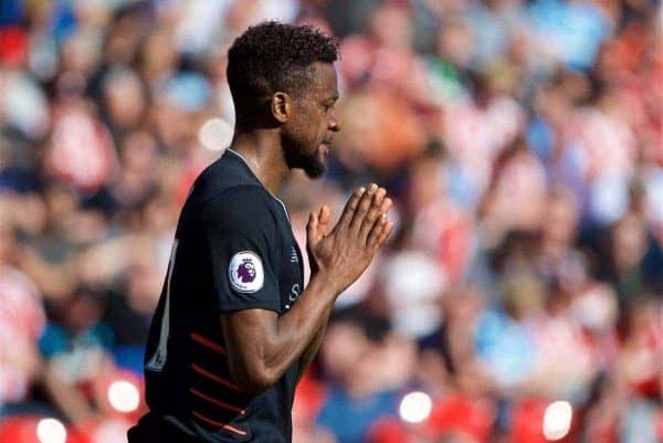 STOKE-ON-TRENT, ENGLAND - Saturday, April 8, 2017: Liverpool's Divock Origi looks dejected after missing a chance against Stoke City during the FA Premier League match at the Bet365 Stadium. (Pic by David Rawcliffe/Propaganda)