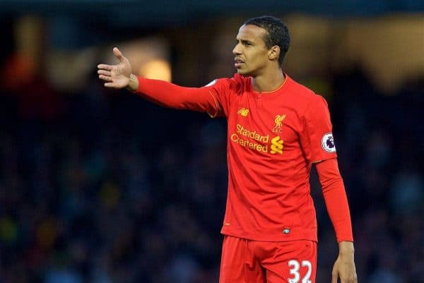 WATFORD, ENGLAND - Monday, May 1, 2017: Liverpool's Joel Matip in action against Watford during the FA Premier League match at Vicarage Road. (Pic by David Rawcliffe/Propaganda)