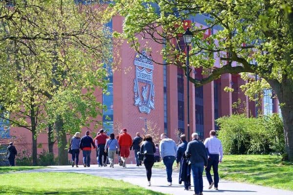 LIVERPOOL, ENGLAND - Sunday, May 7, 2017: Liverpool supporters walk to Anfield Stadium from Stanley Park ahead of the FA Premier League match between Liverpool and Southampton. (Pic by David Rawcliffe/Propaganda)