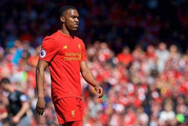 LIVERPOOL, ENGLAND - Sunday, May 7, 2017: Liverpool's Daniel Sturridge in action against Southampton during the FA Premier League match at Anfield. (Pic by David Rawcliffe/Propaganda)