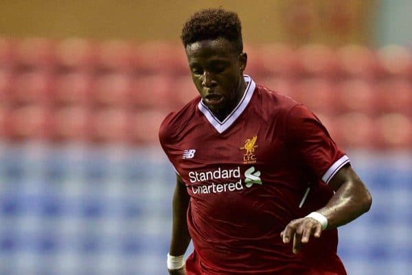 WIGAN, ENGLAND - Friday, July 14, 2017: Liverpool's Divock Origi in action against Wigan Athletic during a preseason friendly match at the DW Stadium. (Pic by David Rawcliffe/Propaganda)