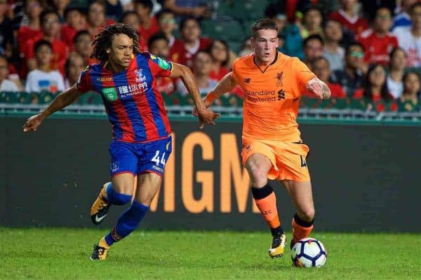 HONG KONG, CHINA - Wednesday, July 19, 2017: Liverpool's Ryan Kent and Crystal Palace's Luke Croll during the Premier League Asia Trophy match between Liverpool and Crystal Palace at the Hong Kong International Stadium. (Pic by David Rawcliffe/Propaganda)