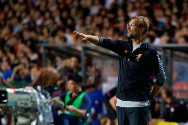 HONG KONG, CHINA - Wednesday, July 19, 2017: Liverpool's manager Jürgen Klopp during the Premier League Asia Trophy match between Liverpool and Crystal Palace at the Hong Kong International Stadium. (Pic by David Rawcliffe/Propaganda)