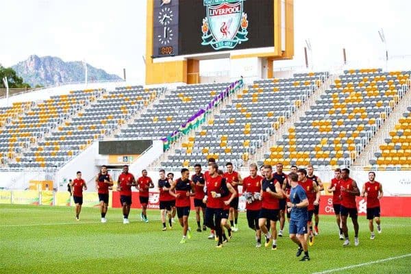 HONG KONG, CHINA - Friday, July 21, 2017: Liverpool players during a training session at the Mong Kok Stadium during the Premier League Asia Trophy 2017. (Pic by David Rawcliffe/Propaganda)