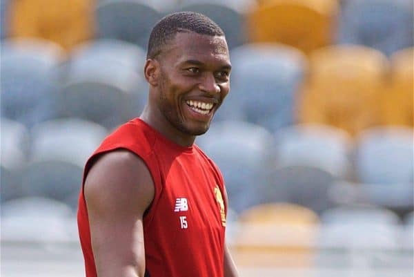 HONG KONG, CHINA - Friday, July 21, 2017: Liverpool's Daniel Sturridge during a training session at the Mong Kok Stadium during the Premier League Asia Trophy 2017. (Pic by David Rawcliffe/Propaganda)