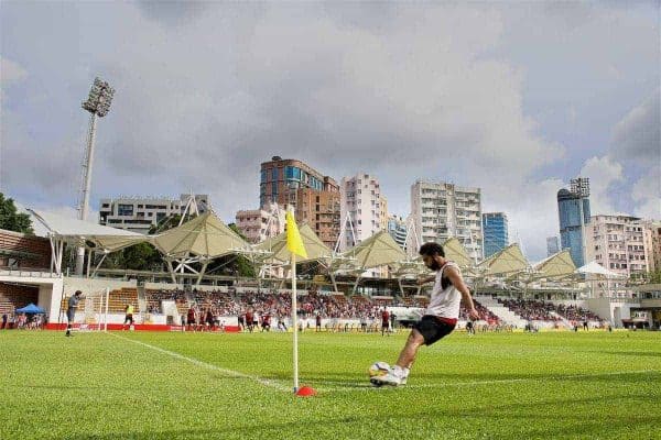 HONG KONG, CHINA - Friday, July 21, 2017: Liverpool's Mohamed Salah during a training session at the Mong Kok Stadium during the Premier League Asia Trophy 2017. (Pic by David Rawcliffe/Propaganda)