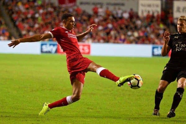 HONG KONG, CHINA - Saturday, July 22, 2017: Liverpool's Trent Alexander-Arnold during the Premier League Asia Trophy final match between Liverpool and Leicester City at the Hong Kong International Stadium. (Pic by David Rawcliffe/Propaganda)